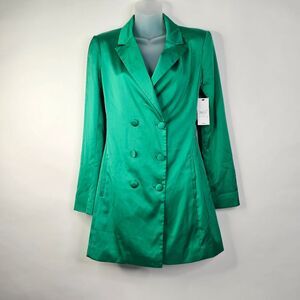 GUESS Kelly Green Cecile Satin Blazer Dress